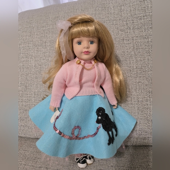 Other - BK Co 50's Doll High Collection Genuine Porcelain Bobby Sox Poodle Skirt